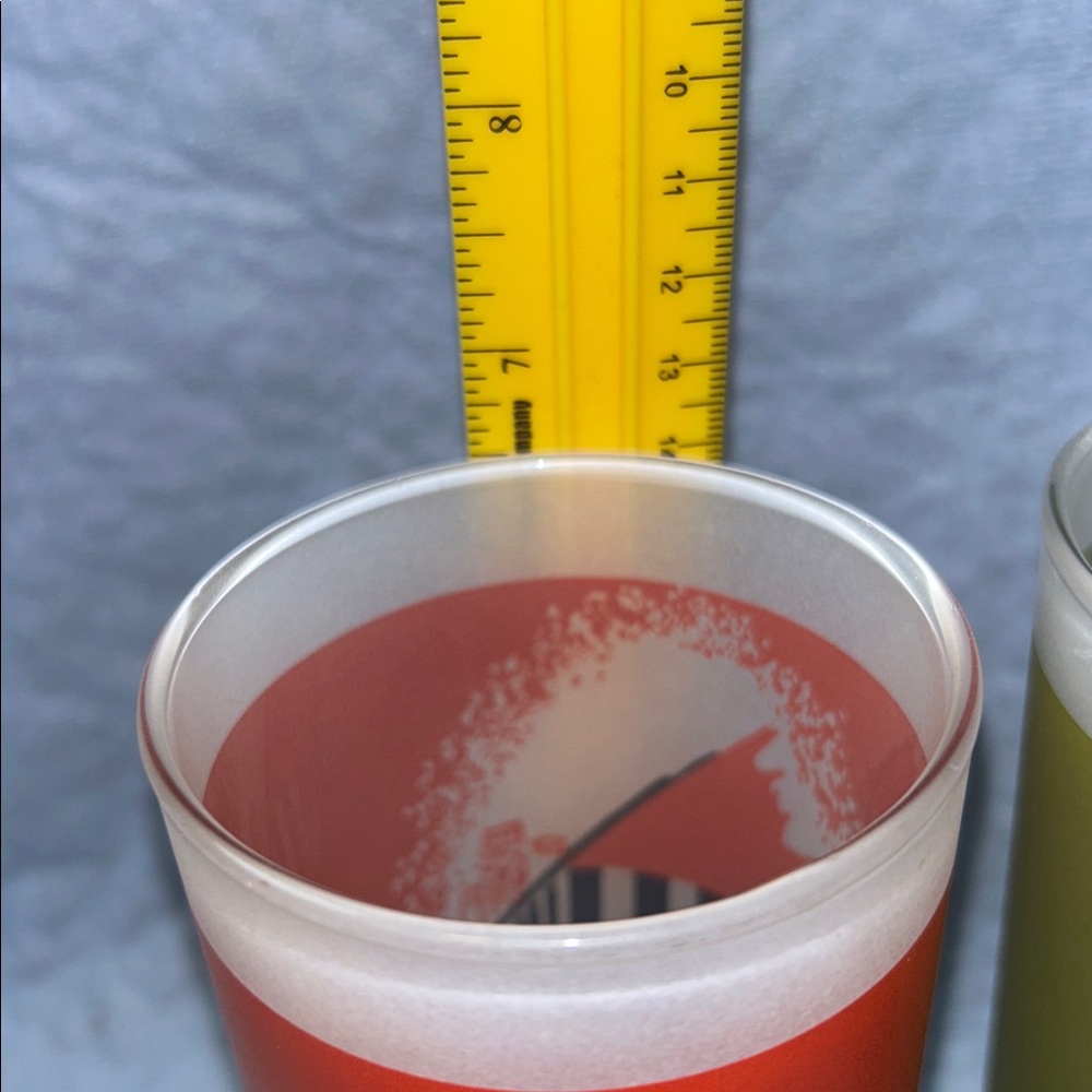 1962 Seattle World's Fair Frosted Glass Set of 3 Tumblers Red Green Yellow - Picture 14 of 15